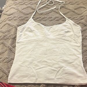 Aritzia TNA white tie halter neck tank top
